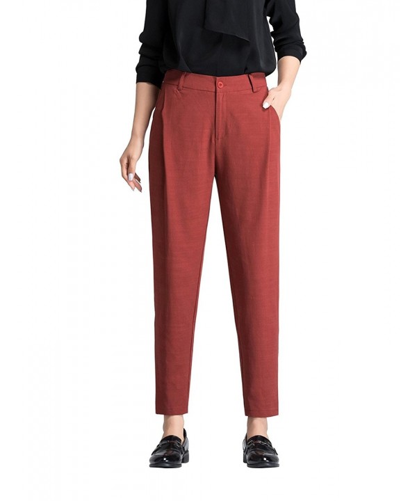 Womens Harem Ankle-Length Ninth Pants Wear to Work - Brick Red ...