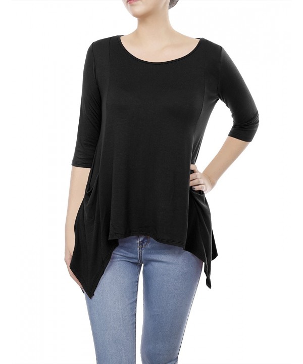Womens Casual Round Sleeve Pockets