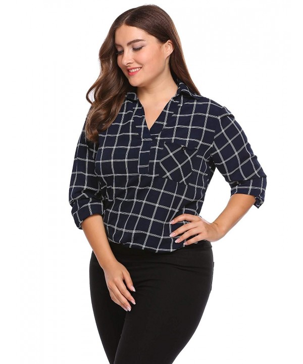 INVOLAND Womens Chiffon Flannel Checkered