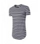 Cottory Striped Longline Crewneck T shirt