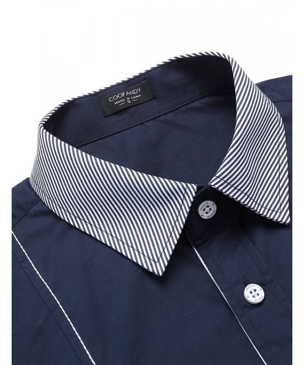 Mens Slim Fit Business Casual Button Down Dress Shirts - Navy Blue ...