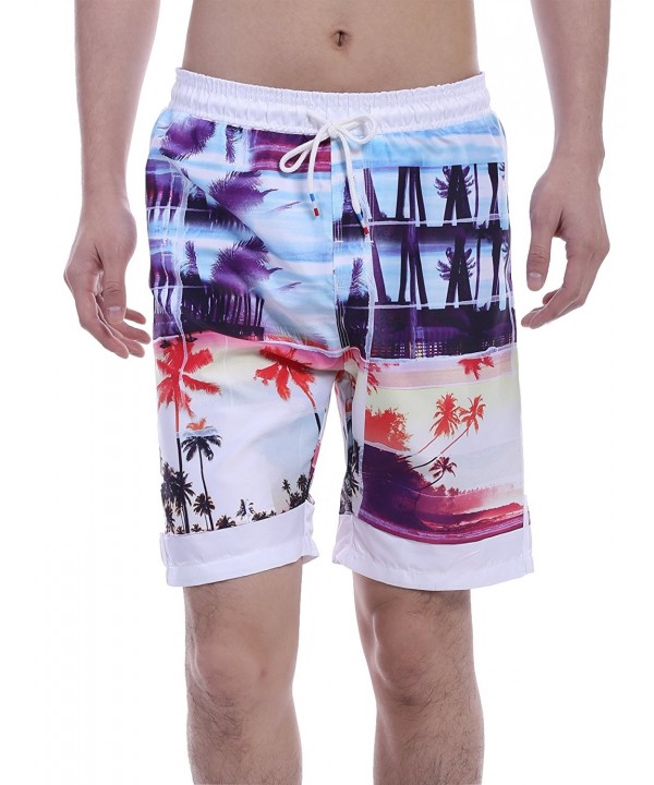 COOFANDY Mid Waisted Coconut Hawaiian Shorts