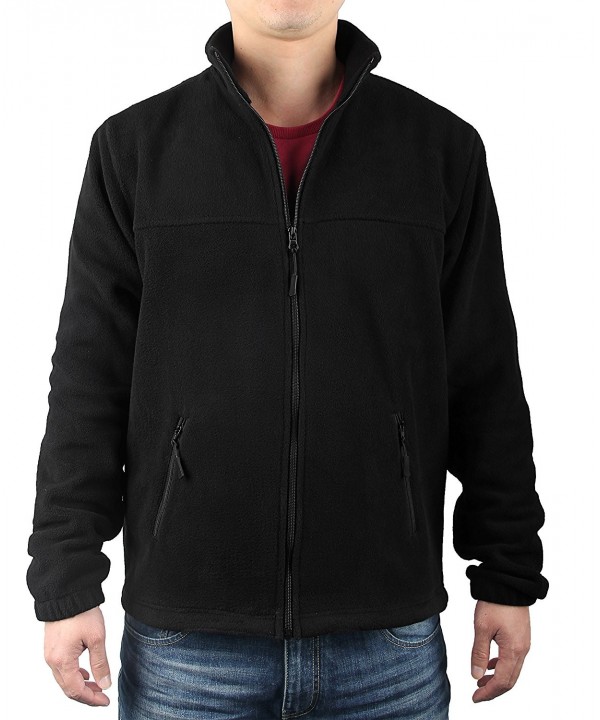 Men's Full Front Zip Fleece Casual Lightweight Jacket 5451 - Black ...