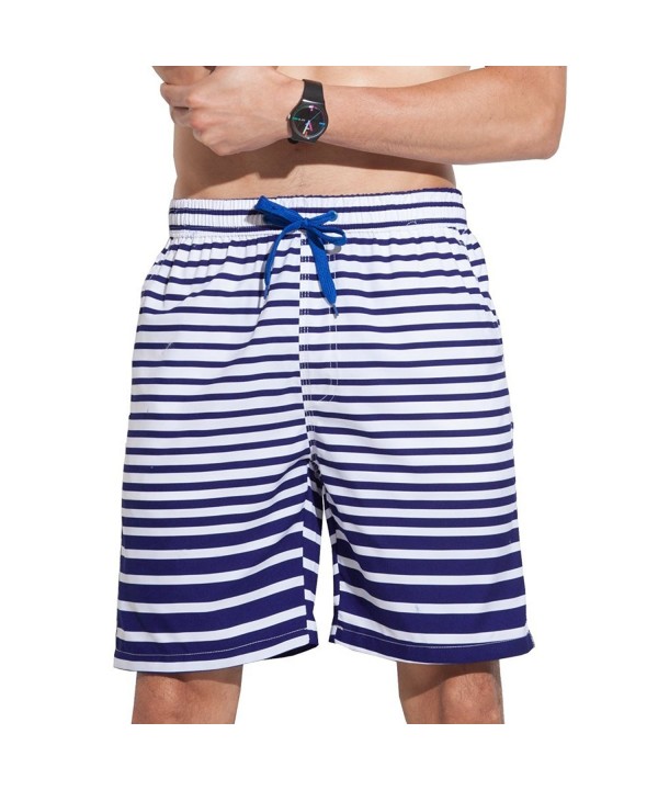 ALiberSoul Mens White Stripes Boardshorts