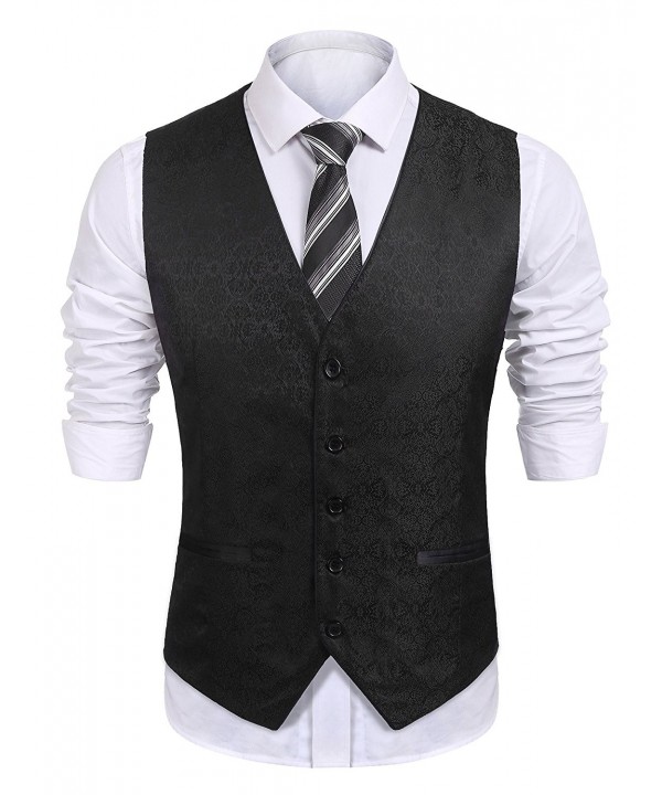 Business Vests Waistcoat Tuxedo - Type1 - Black - CB188QHRGSA