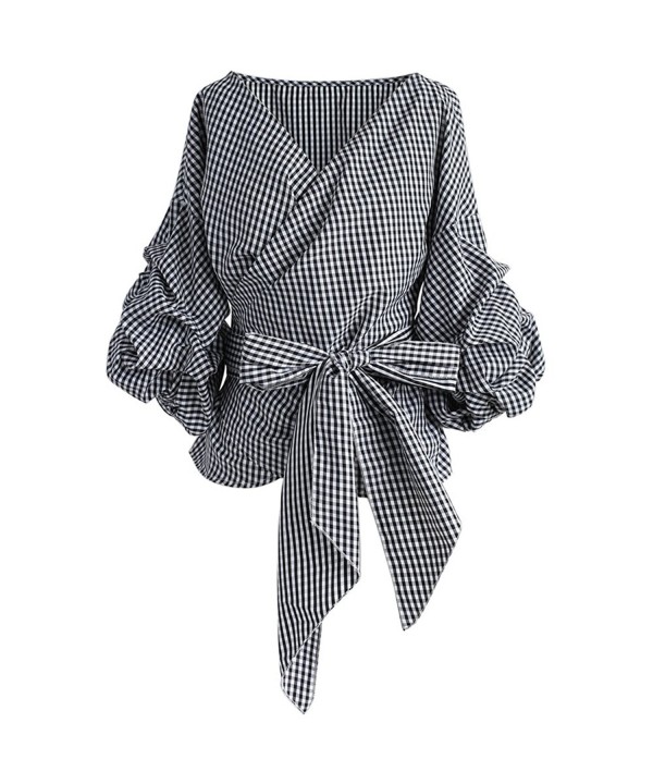 Chicwish Gingham Bowknot Wrapped Sleeves