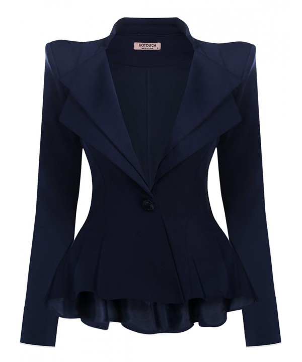 Women Office Notch Lapel Sharp Shoulder 