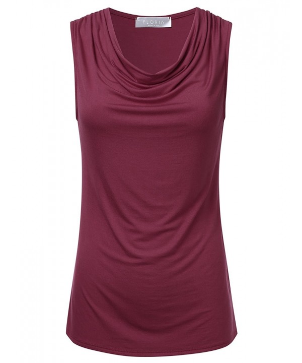 FLORIA Cowl Neck Sleeveless Stretchy Burgundy