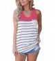 LOSRLY Striped Racerback Sleeveless Tops Rosy