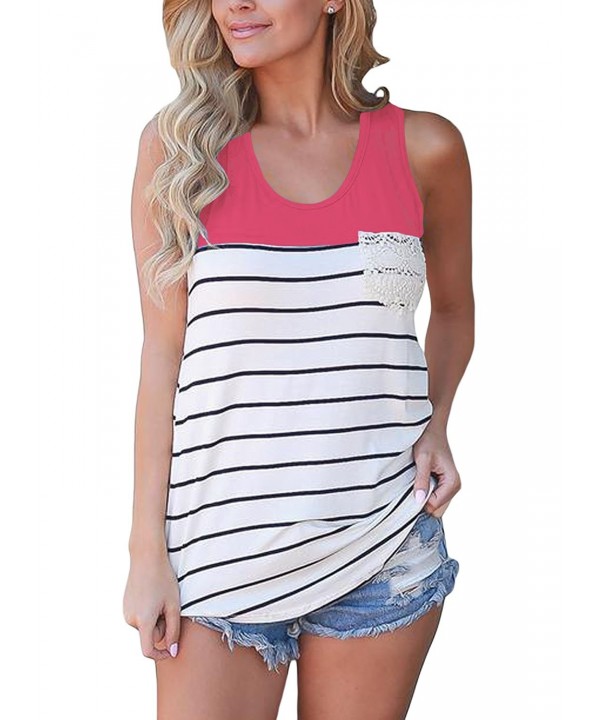 LOSRLY Striped Racerback Sleeveless Tops Rosy