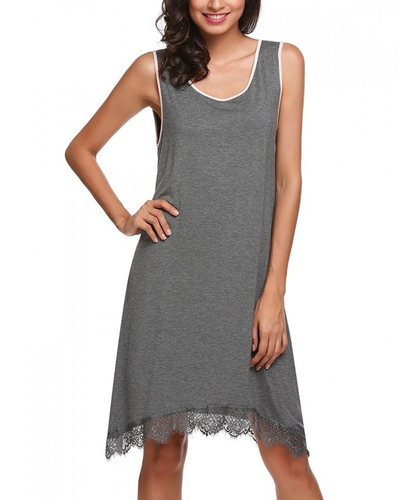 Ekouaer Sleeveless Sleepshirt Lace Trim Nightgown