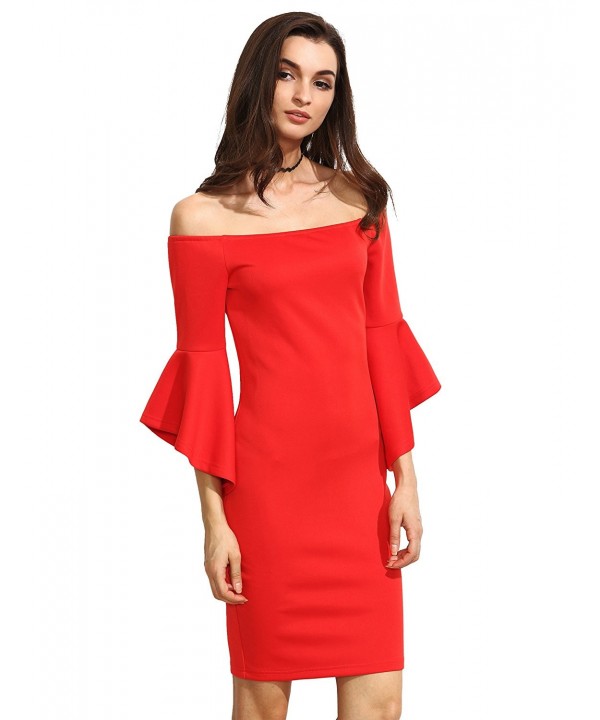 Floerns Shoulder Sleeves Bodycon Dresses