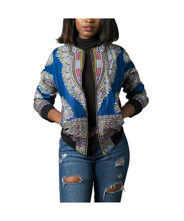 Womens Casual African Zipper Dashiki Pockets