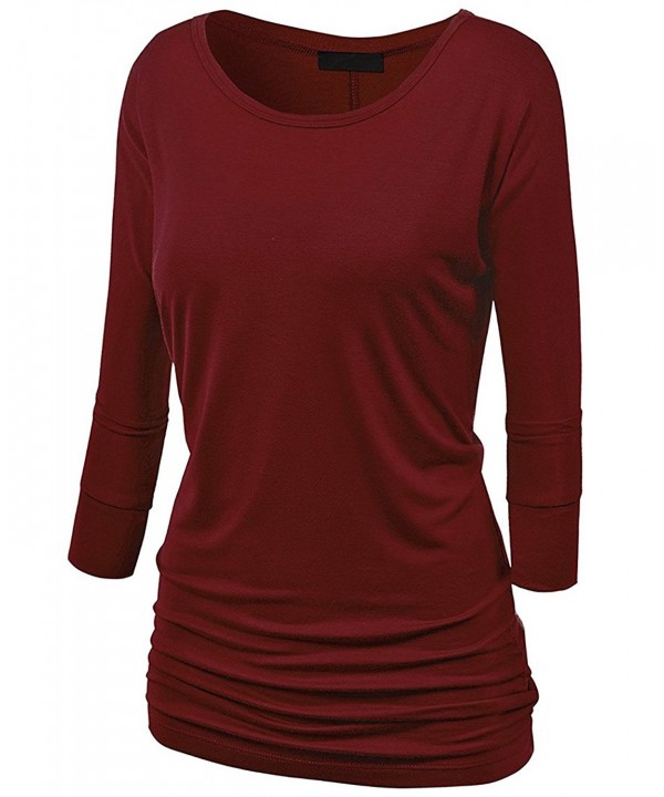 Womens Casual Sleeve T Shirts - Wine Red - C0184SD837D