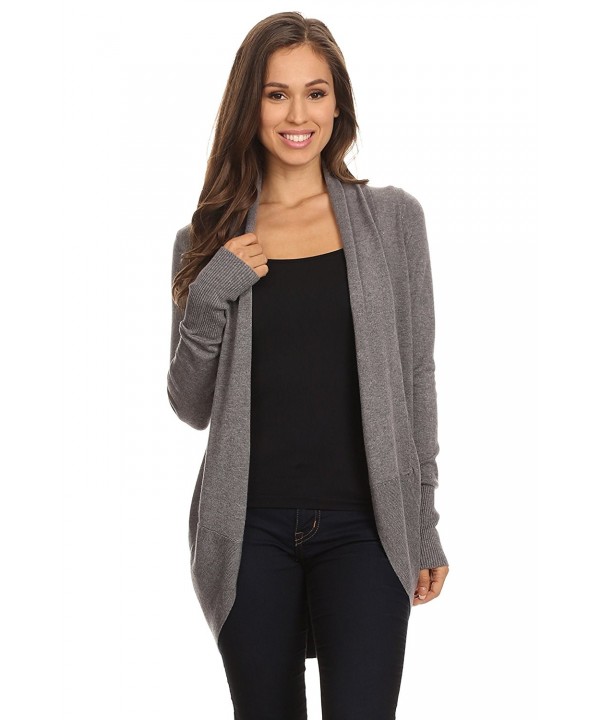 Womens Rounded Cardigan Sweater Charcoal