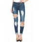 TheMogan Womens Shredded Cuffed Skinny