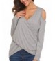 Miageek V Neck Shoulder Asymmetrical T shirt