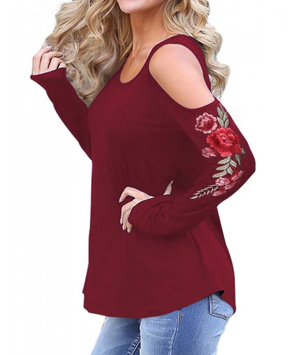 Women Shoulder Embroidery Sleeve Blouse