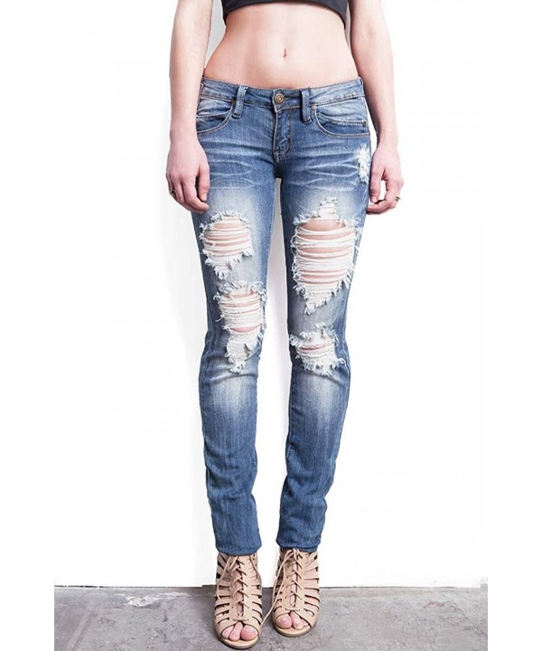 Machine Womens Juniors Distressed Skinny