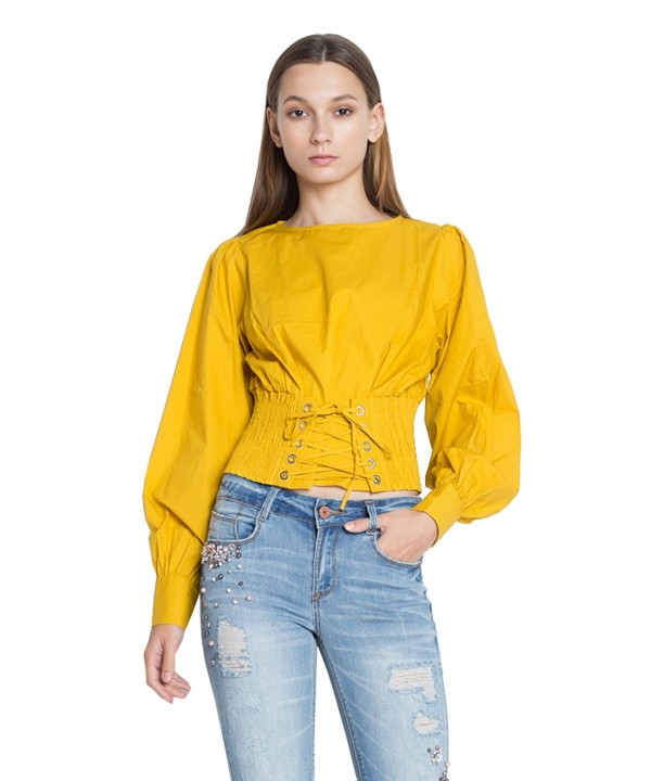 GAAM Solid Poplin Smocked Mustard