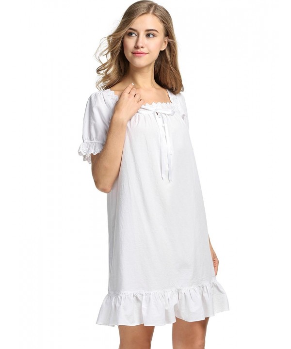 Womens Cotton Victorian Vintage Short Sleeve Martha Nightgown Sleepwear ...