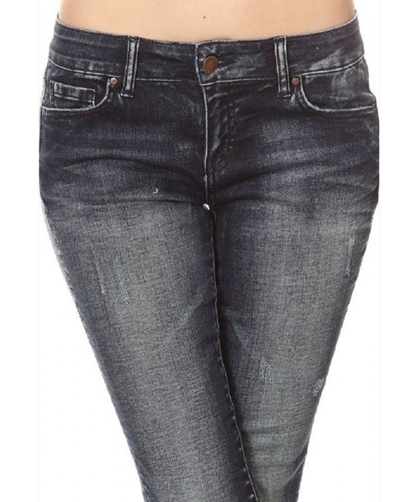 Women's Juniors Low Rise Faded Ankle Jeans - Dark Denim - C0180L5RX7S