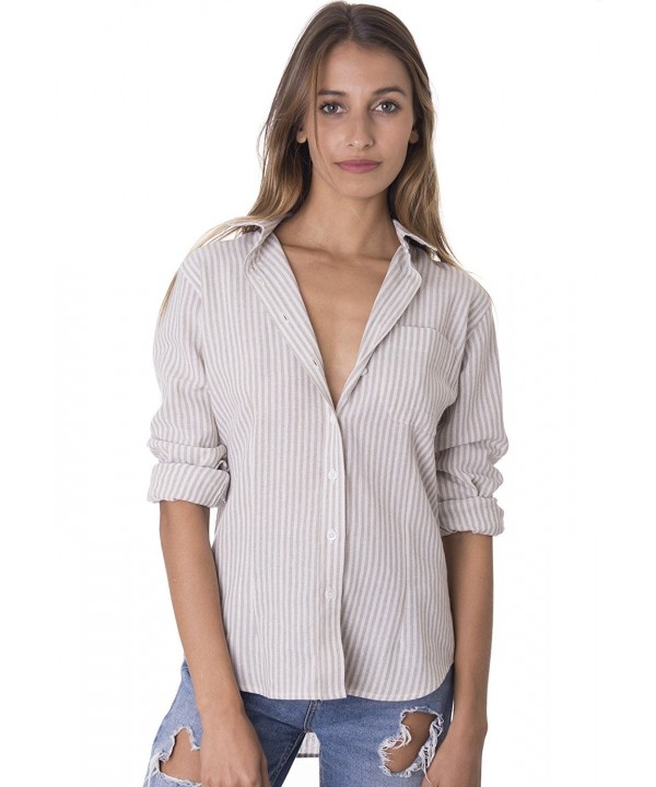 CAMIXA Womens Crushed Casual Button Down