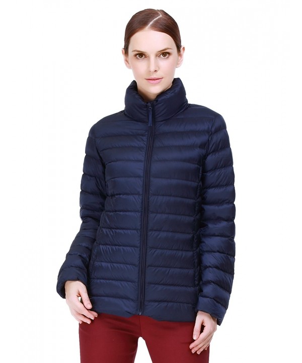 Women's Lightweight Packable Goose Down Jacket Outdoor Coat - Navy ...