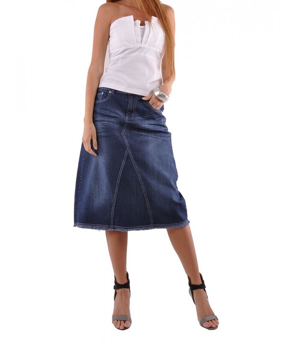 Style Country Chic Denim Skirt Blue 30