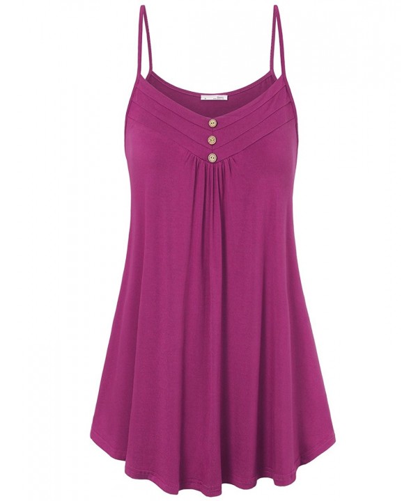 Messic Womens Sleeveless Pleated Magenta