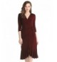 Grapent Womens Burgundy Surplice Neckline