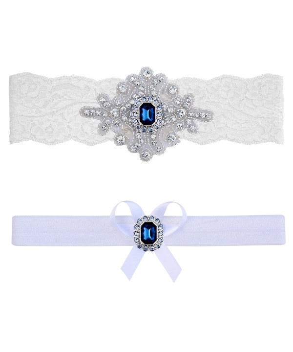 Sapphire Wedding Bridal Garter Keepsake