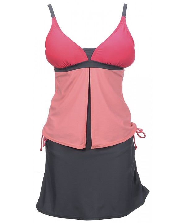 QZUnique Runched Tankini Swimsuit Swimwear