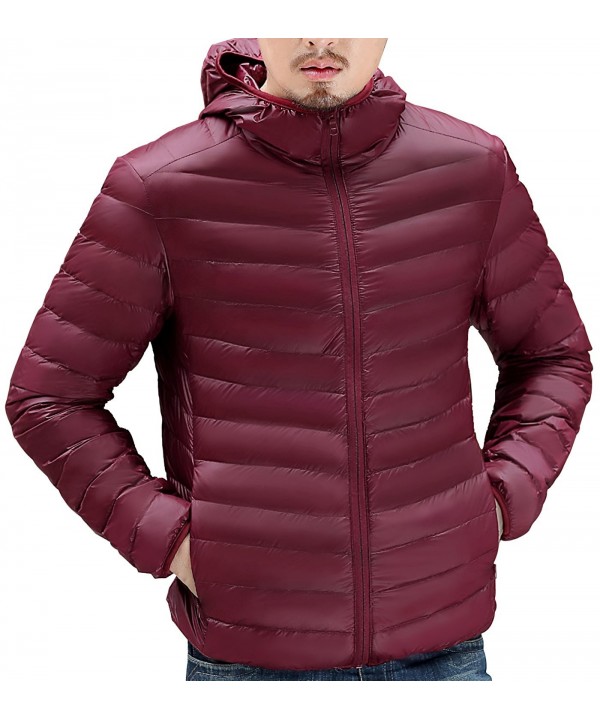 Men's Lightweight Packable Hooded Down Jacket Ultralight Winter Zip ...