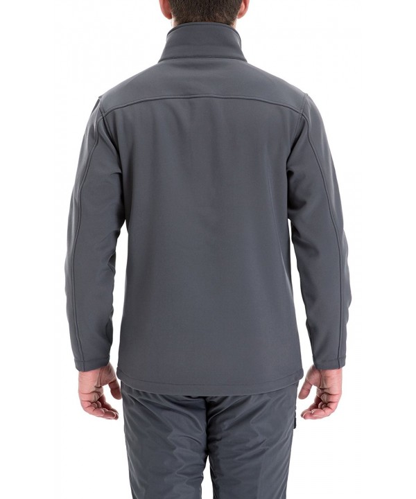 Men's Windproof Softshell Front-Zip Fleece-Lined Jacket - Grey ...