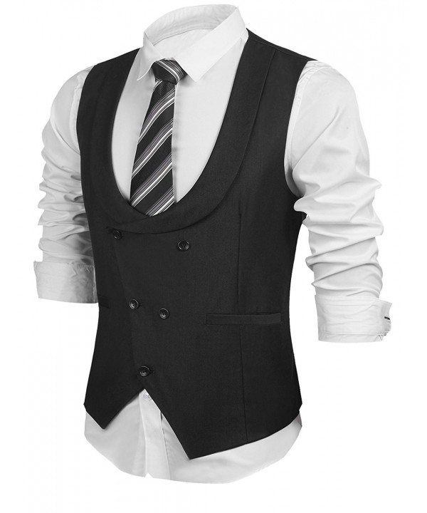 Business Vests Waistcoat Tuxedo - Type1 - Black - CB188QHRGSA