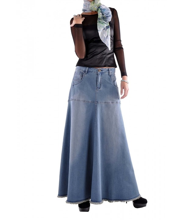 Style Flowing Love Long Skirt Blue 32
