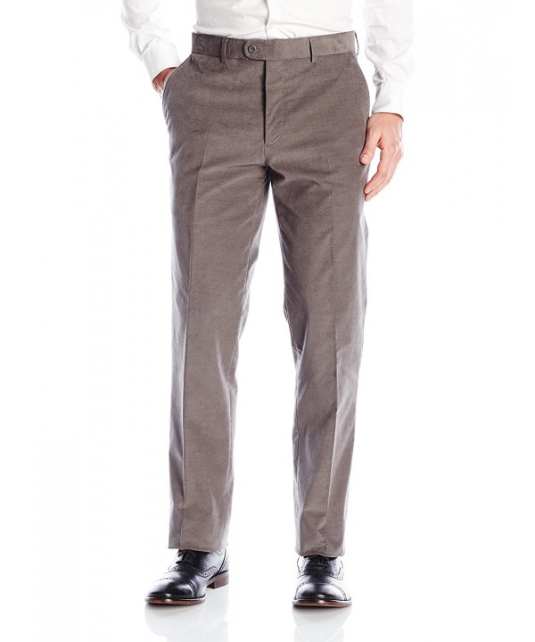 Men's Flat Front Ribless Stretch Corduroy Trouser - Pumice - CO12NBA4C7A