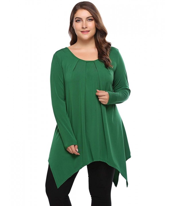 Plus Size Women's Scoop Neck Long Sleeve Casual Tunic Tops - Olive ...