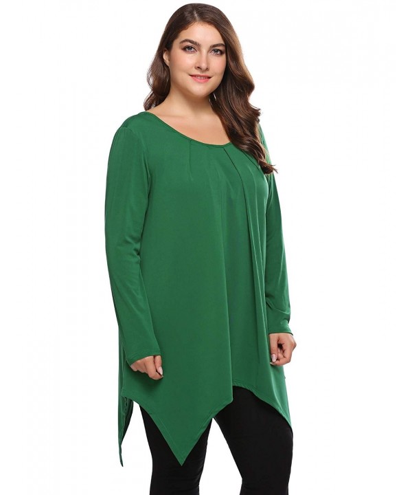 Plus Size Women's Scoop Neck Long Sleeve Casual Tunic Tops - Olive ...