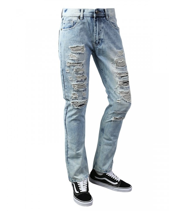 URBANCREWS Hipster Ripped Taper LtBlue