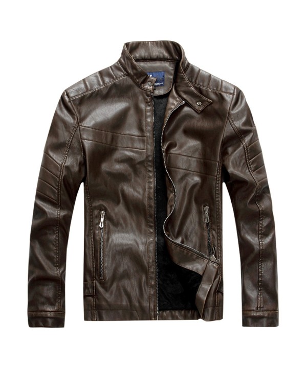 Men's Leather Jacket Fuax Leather Motorcycle Jacket Vintage Stand ...