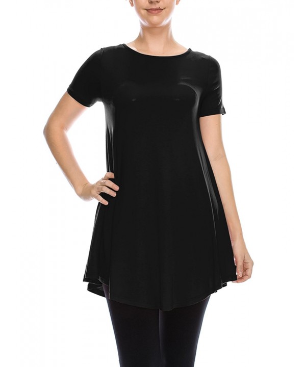 Womens Short Sleeve Round Flare