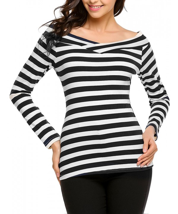 Beyove Womens Striped Shoulder Stretchy