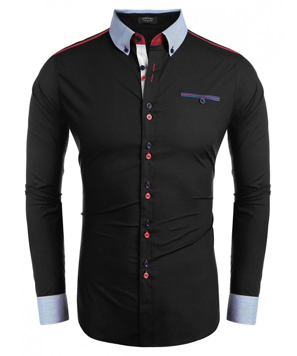 Men's Long Sleeve Button Down Shirt Fashion Slim Fit Dress Shirts ...