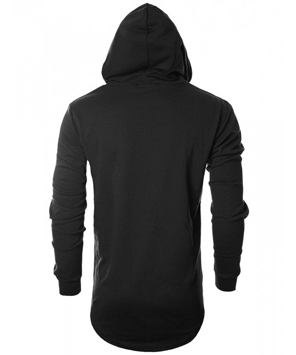 Mens Hipster Simple Longline Lightweight Pullover Long Sleeve Hooded ...