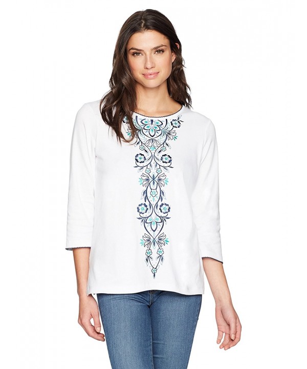 Alfred Dunner Womens Embroidery T Shirt