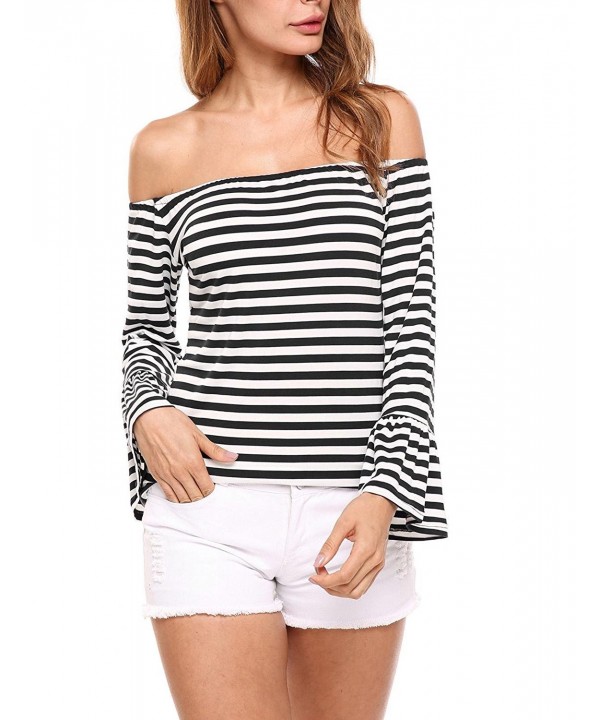 Zeagoo Womens Striped Shoulder Casual