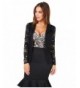 Contrast Lapel Lace Blazer 9366 BLK S