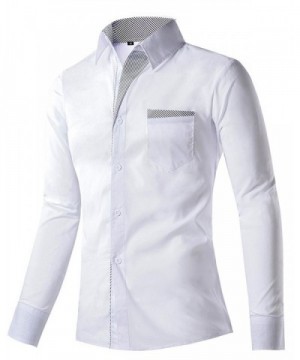 Mens Casual Slim Fit Shirt Formal Button Dress Shirt FBA - White ...